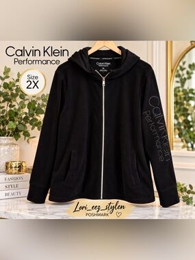 Calvin Klein Performance Black Fleece Full-Zip Hoodie Jacket – Size 2X